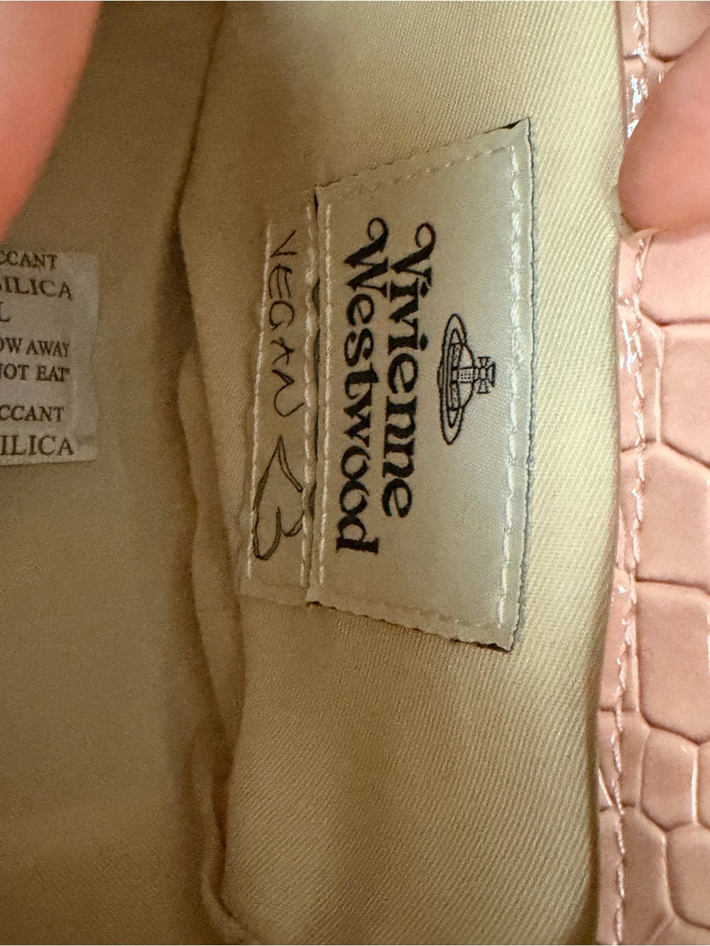 Vivienne Westwood Sofia Mini Pink Croc Vegan Leather Shoulder Bag - Picture 4 of 8